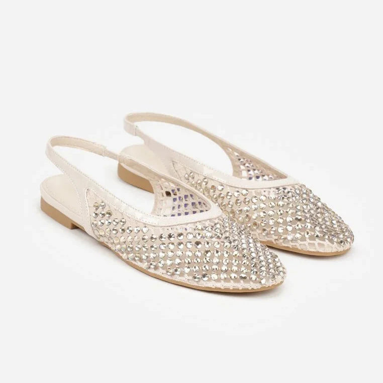 Ballerines ornées de zircons - Blanc - taille 39 - vue 10