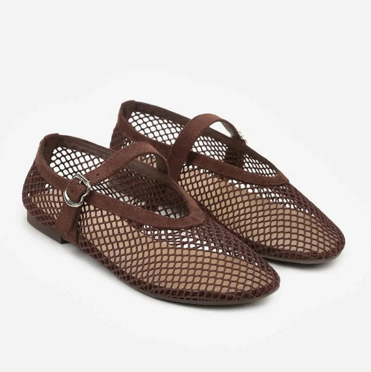 Ballerines en résille avec bride - Noir - taille 38 - vue 3