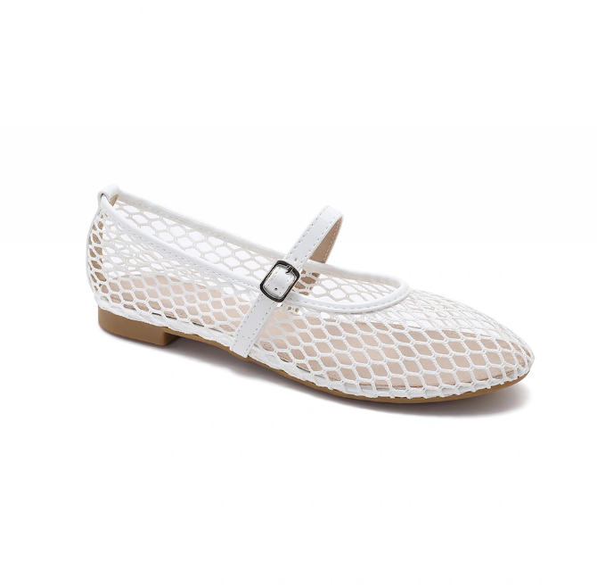 Ballerine ajourée en filet - Beige - taille 41 - vue 12