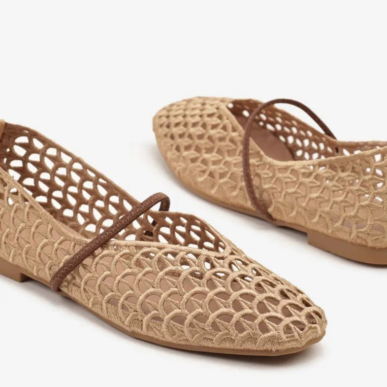 Ballerines en dentelle - Camel - taille 36 - vue 13