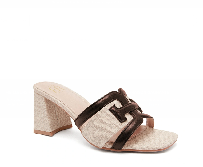 Sandale élégantes à talon épais avec bride tissée et détail beige - Marron - taille 41 - vue 24