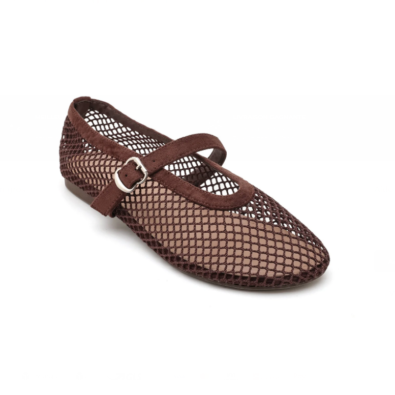 Ballerines en résille avec bride - Marron - taille 36 - vue 13