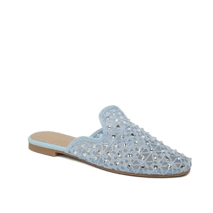 Babouche Plates en Dentelle à Strass - Beige - taille 36 - vue 7