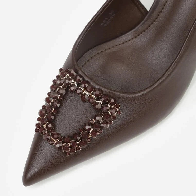Escarpin à talons hauts avec boucle en zircon cubique en forme d'étoile - Bleu - taille 36 - vue 19