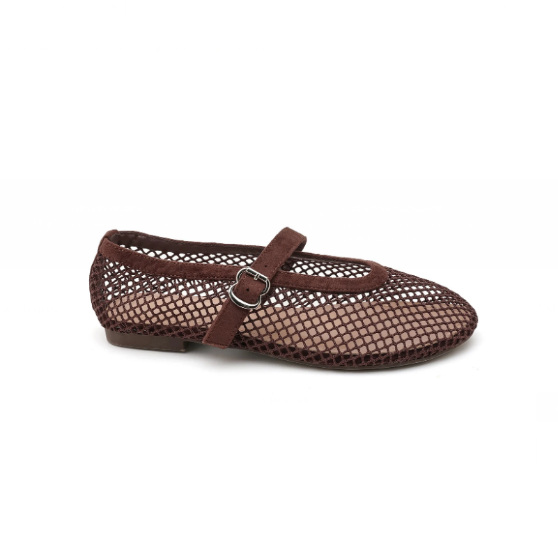 Ballerines en résille avec bride - Marron - taille 37 - vue 14