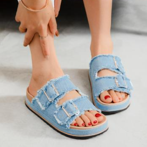 Sandales à doubles brides effilochées - Noir - taille 39 - vue 4