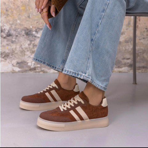 Baskets Plateformes Style Rétro - Camel - taille 40 - vue 17