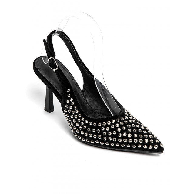 Escarpins à bride arrière avec zircons - Noir - taille 40 - vue 5