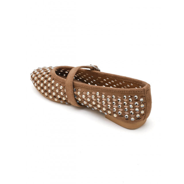 Ballerines à Studs Argentés - Marron - taille 41