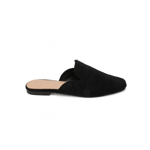 Babouche Plates en Suede Tressé - Noir - taille 39 - vue 4