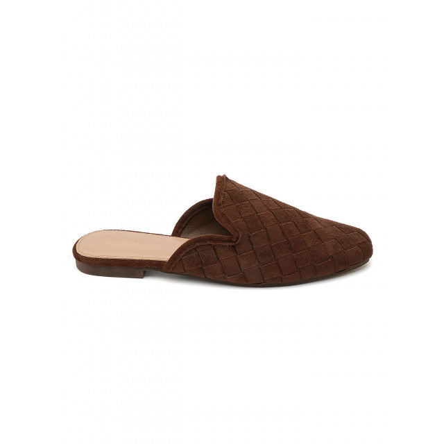 Babouche Plates en Suede Tressé - Camel - taille 38 - vue 15