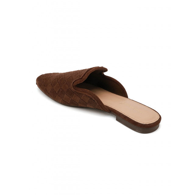 Babouche Plates en Suede Tressé - Camel - taille 39 - vue 16