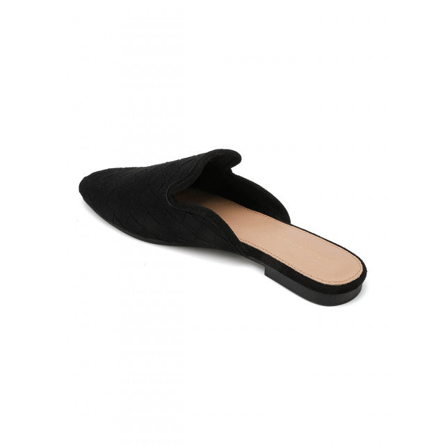 Babouche Plates en Suede Tressé - Noir - taille 40 - vue 5