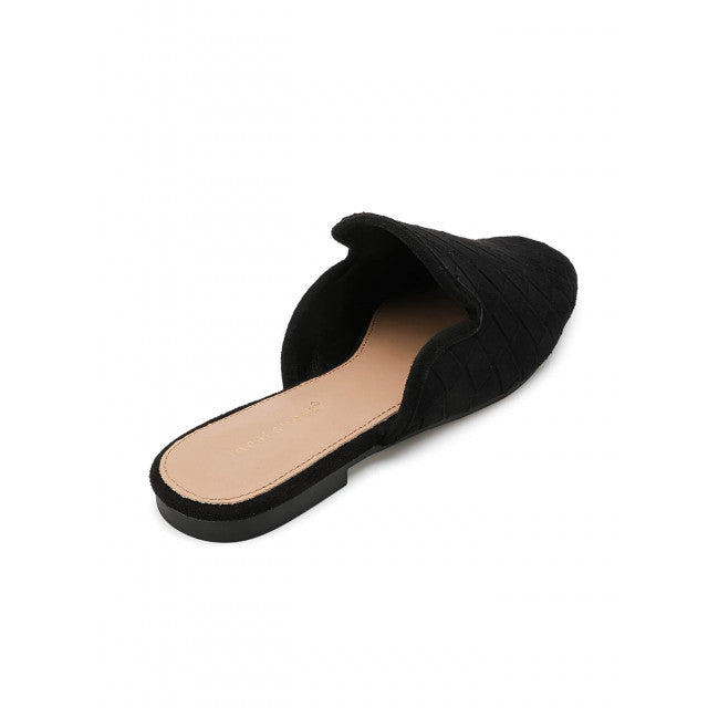 Babouche Plates en Suede Tressé - Noir - taille 41 - vue 6