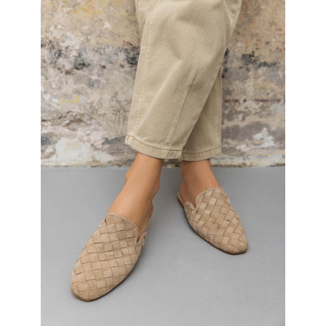 Babouche Plates en Suede Tressé - Kaki - taille 37 - vue 8