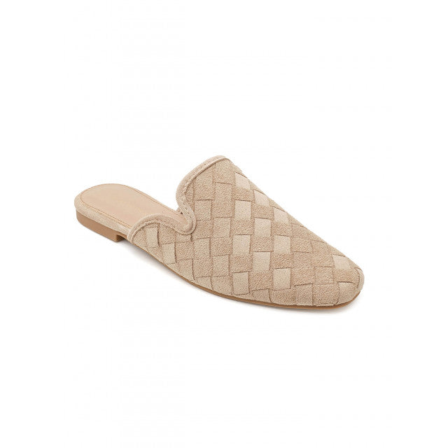 Babouche Plates en Suede Tressé - Kaki - taille 38 - vue 9