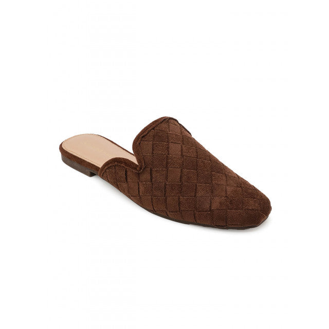 Babouche Plates en Suede Tressé - Camel - taille 37 - vue 14