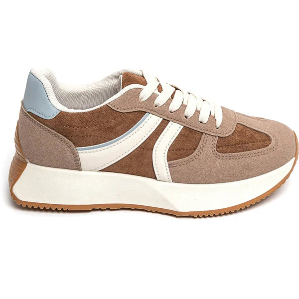 Baskets combinant couleurs et matières - Kaki - taille 39 - vue 4