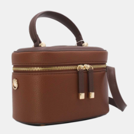 Joli sac à bandoulière réglable présente une fermeture zippée - Apricot/ Coffee - vue 4
