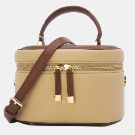 Joli sac à bandoulière réglable présente une fermeture zippée - Apricot/ Coffee