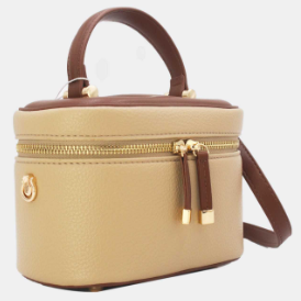 Joli sac à bandoulière réglable présente une fermeture zippée - Apricot/ Coffee