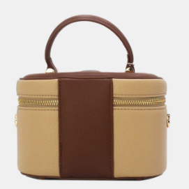 Joli sac à bandoulière réglable présente une fermeture zippée - Apricot/ Coffee