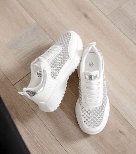 Baskets ajourées à strass - Beige - taille 38 - vue 9