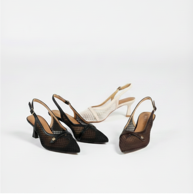 Escarpins slingback à talon chaton - Noir - taille 39 - vue 4