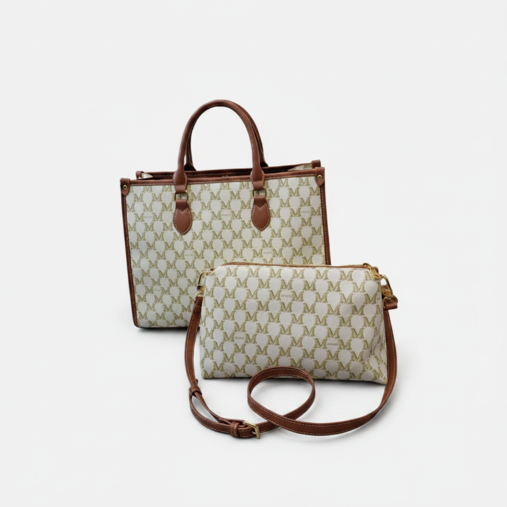 Ensemble Duo Chic : Sac à Main Cabas & Pochette assortie - Blanc - vue 2