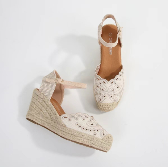 Espadrilles Compensées à Broderie Anglaise - Noir - taille 40 - vue 5