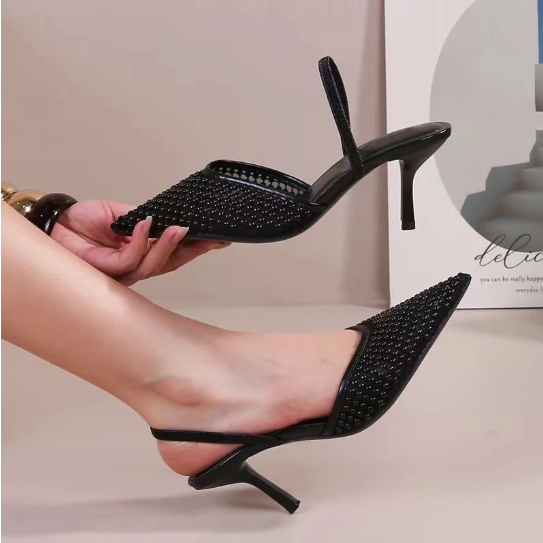 Escarpins a talon pointus en résille translucide - Blanc - taille 40 - vue 11