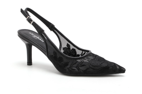 Escarpins Slingback à Broderie Florale – Élégance - Noir - taille 38 - vue 3