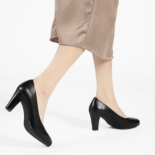 Escarpins en cuir talons épais - Noir - taille 41 - vue 6