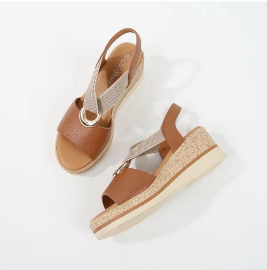 Sandales Compensées - Camel - taille 38 - vue 9