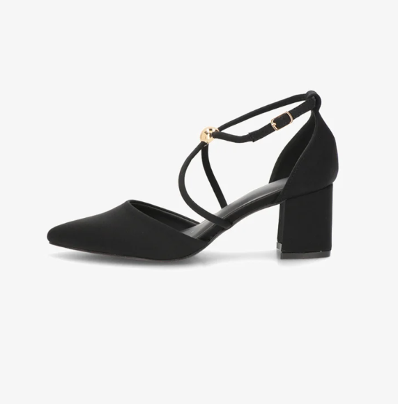 Escarpins à Brides Croisées et Détails Sphères Dorées - Noir - taille 39 - vue 4