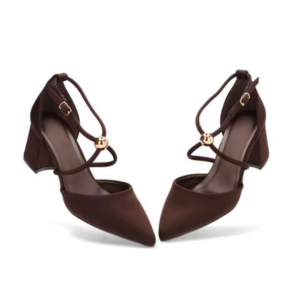 Escarpins à Brides Croisées et Détails Sphères Dorées - Noir - taille 38 - vue 3