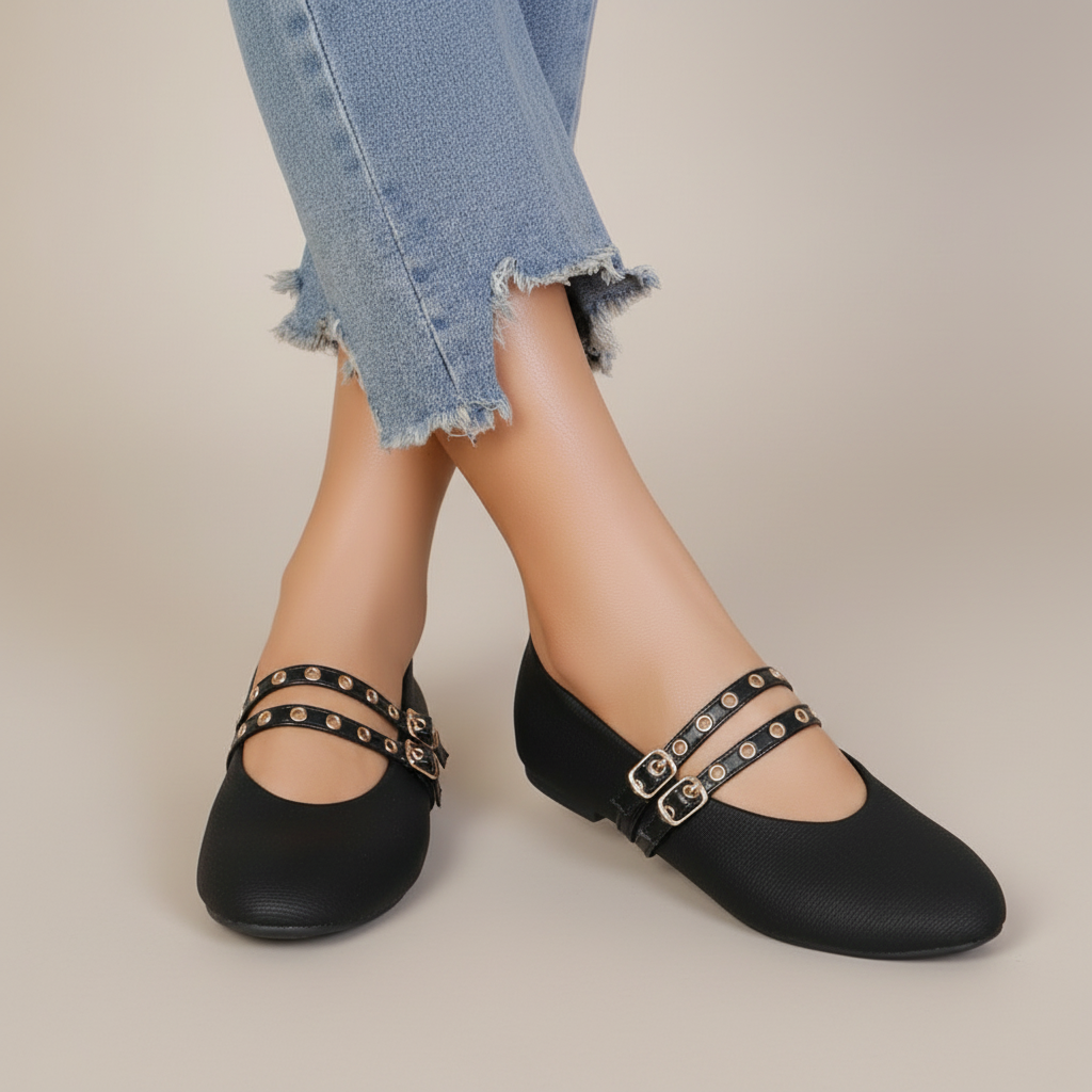 Ballerine à bride avec petites boucles - Noir - taille 36 - vue 1