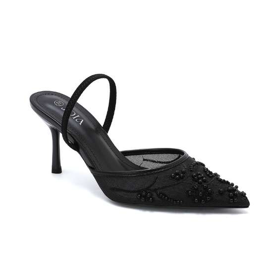 Escarpins à talons aiguilles avec détails perlés - Nude - taille 36 - vue 7