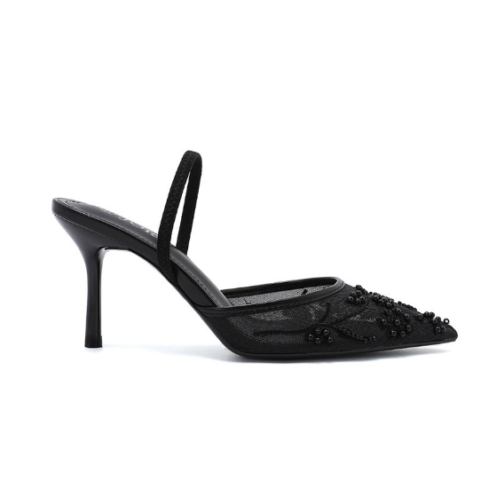 Escarpins à talons aiguilles avec détails perlés - Nude - taille 37 - vue 8