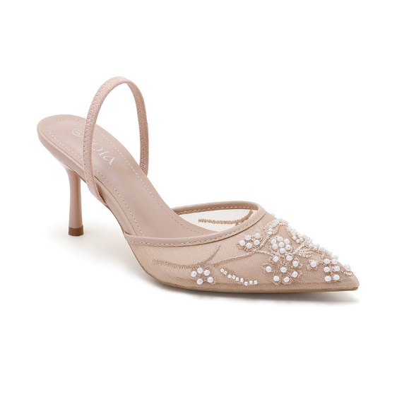 Escarpins à talons aiguilles avec détails perlés - Noir - taille 37 - vue 2
