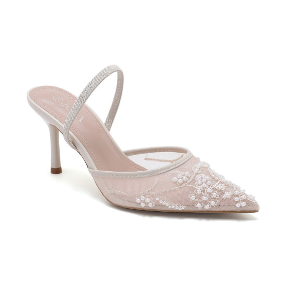Escarpins à talons aiguilles avec détails perlés - Nude - taille 41 - vue 12