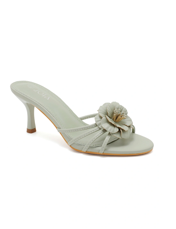 Sandale demi talon et à bride à fleur - Blanc - taille 38 - vue 9