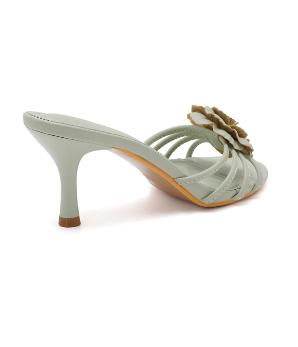 Sandale demi talon et à bride à fleur - Blanc - taille 40 - vue 11