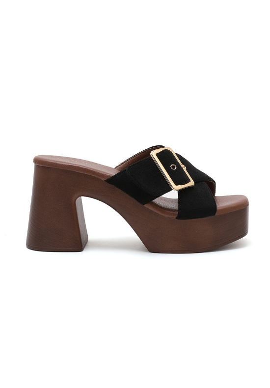 Sandale à demi talon et bride croisée - Kaki - taille 40 - vue 17
