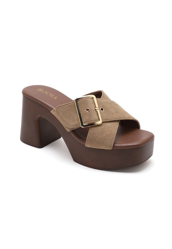 Sandale à demi talon et bride croisée - Camel - taille 37 - vue 8