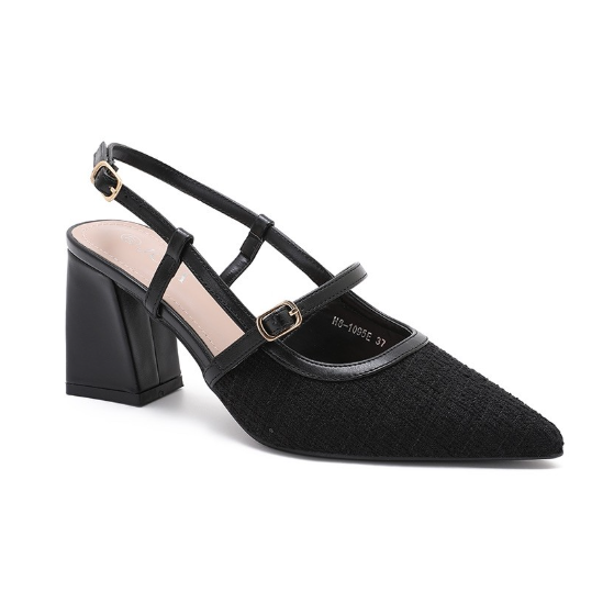 Escarpins Slingback Bicolores – L’Élégance Texturée - Noir - taille 37 - vue 2