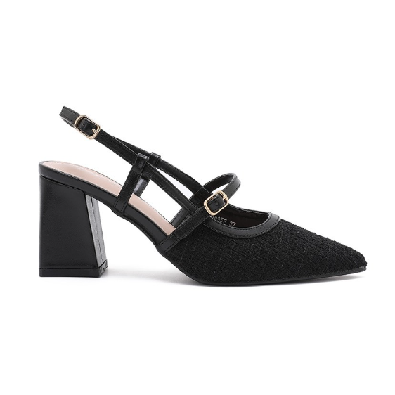 Escarpins Slingback Bicolores – L’Élégance Texturée - Noir - taille 38 - vue 3