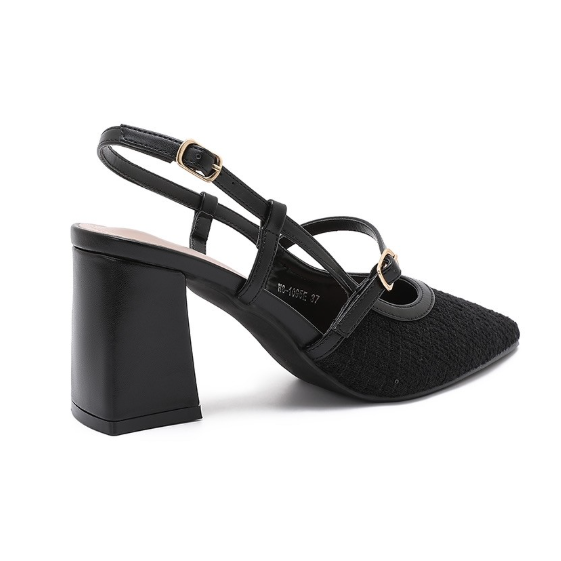 Escarpins Slingback Bicolores – L’Élégance Texturée - Noir - taille 39 - vue 4