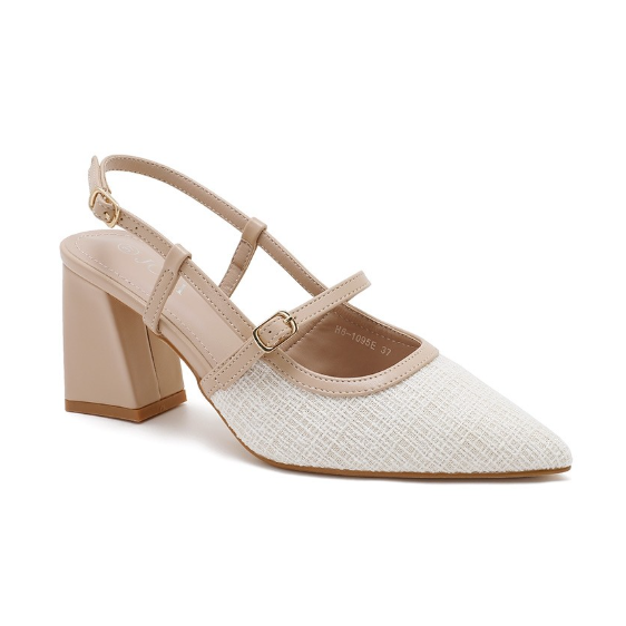 Escarpins Slingback Bicolores – L’Élégance Texturée - Kaki - taille 41 - vue 12