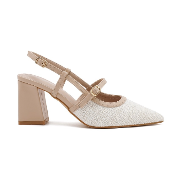 Escarpins Slingback Bicolores – L’Élégance Texturée - Camel - taille 36 - vue 13
